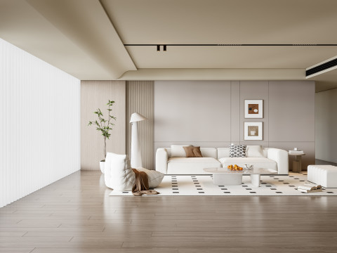 Sofa Coffee table Wall panel Living Combination 17 3D 模型