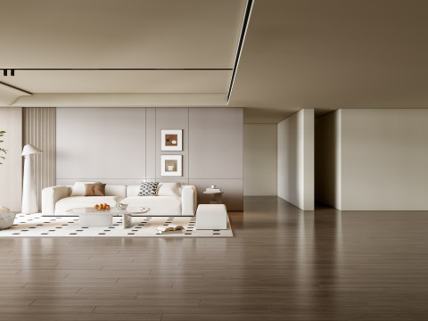 Sofa Coffee table Wall panel Living Combination 17 3D 模型