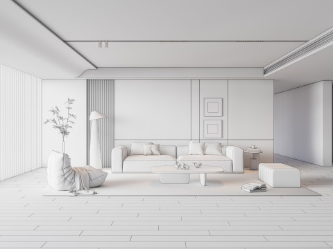Sofa Coffee table Wall panel Living Combination 17 3D 模型