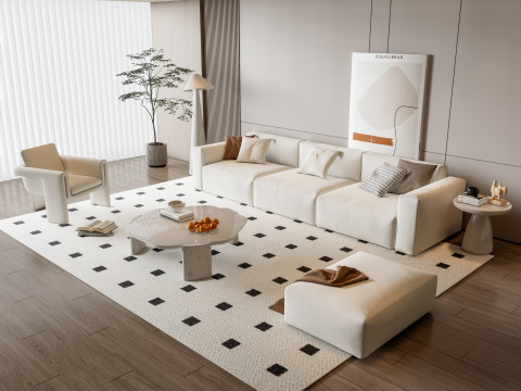 Sofa Coffee table Wall panel Living Combination 18 3D 模型