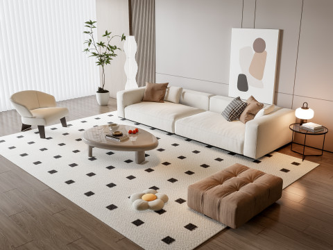 Sofa Coffee table Wall panel Living Combination 19 3D 模型