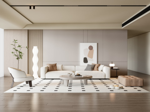 Sofa Coffee table Wall panel Living Combination 19 3Dモデル