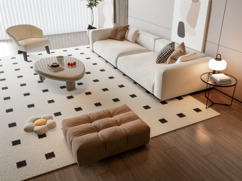 Sofa Coffee table Wall panel Living Combination 19 3Dモデル