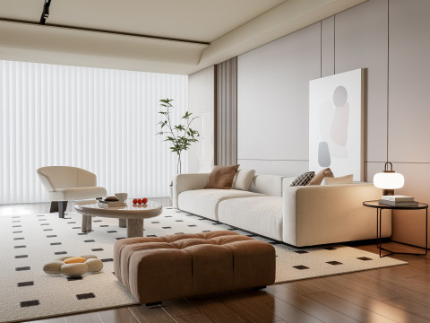 Sofa Coffee table Wall panel Living Combination 19 3Dモデル