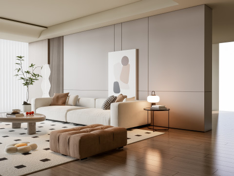Sofa Coffee table Wall panel Living Combination 19 3Dモデル