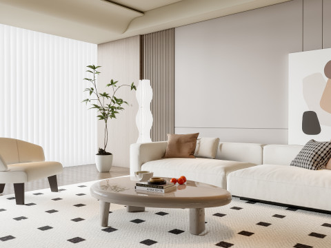 Sofa Coffee table Wall panel Living Combination 19 3Dモデル