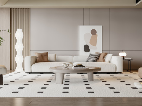 Sofa Coffee table Wall panel Living Combination 19 3Dモデル