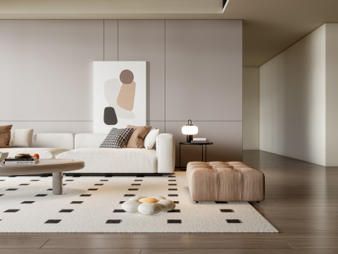 Sofa Coffee table Wall panel Living Combination 19 3Dモデル