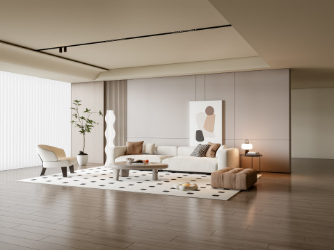 Sofa Coffee table Wall panel Living Combination 19 3Dモデル