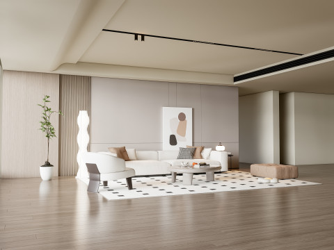 Sofa Coffee table Wall panel Living Combination 19 3Dモデル