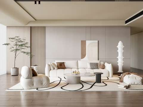 Sofa Coffee table Wall panel Living Combination 19 3Dモデル