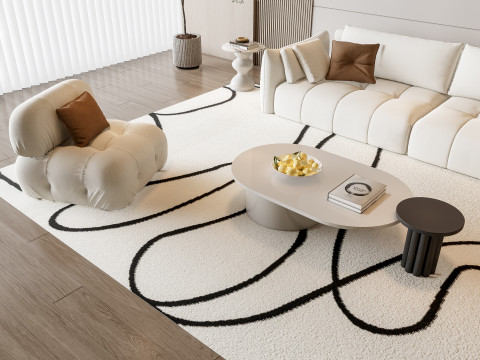 Sofa Coffee table Wall panel Living Combination 19 3Dモデル