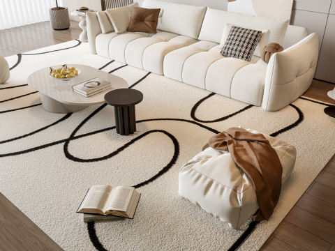 Sofa Coffee table Wall panel Living Combination 19 3Dモデル