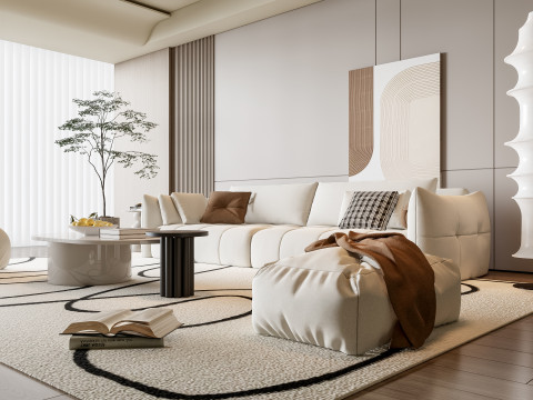 Sofa Coffee table Wall panel Living Combination 19 3Dモデル
