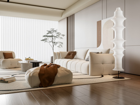Sofa Coffee table Wall panel Living Combination 19 3Dモデル