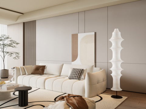 Sofa Coffee table Wall panel Living Combination 19 3Dモデル