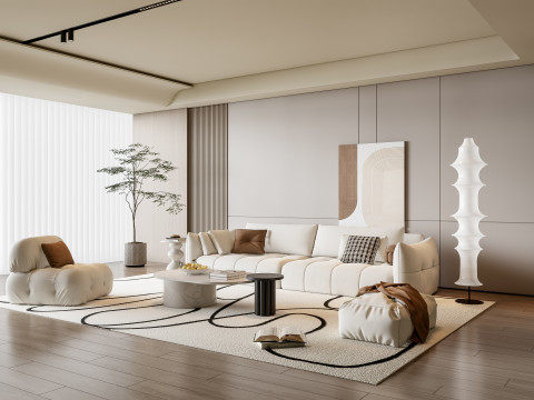 Sofa Coffee table Wall panel Living Combination 19 3Dモデル