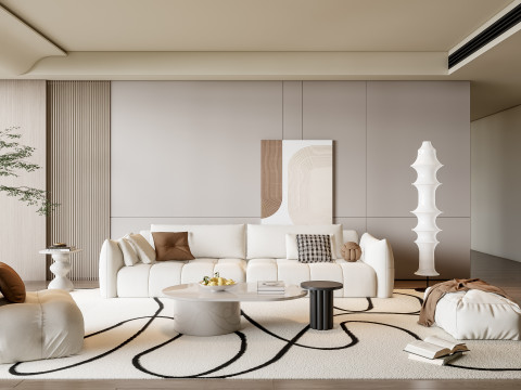 Sofa Coffee table Wall panel Living Combination 19 3Dモデル