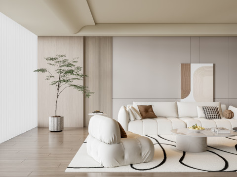 Sofa Coffee table Wall panel Living Combination 19 3Dモデル