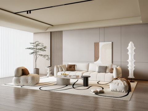 Sofa Coffee table Wall panel Living Combination 19 3Dモデル