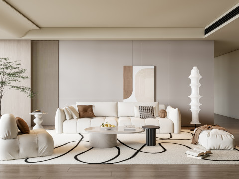 Sofa Coffee table Wall panel Living Combination 19 3Dモデル
