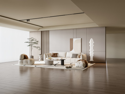 Sofa Coffee table Wall panel Living Combination 19 3Dモデル