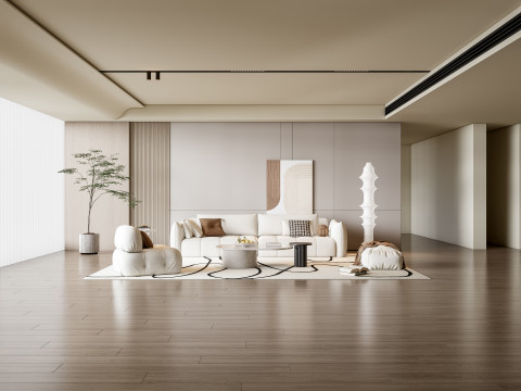 Sofa Coffee table Wall panel Living Combination 19 3Dモデル