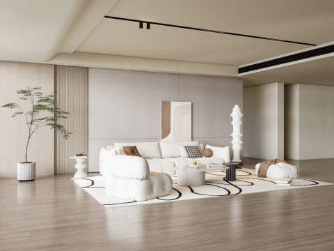 Sofa Coffee table Wall panel Living Combination 19 3Dモデル