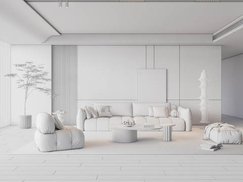 Sofa Coffee table Wall panel Living Combination 19 3Dモデル