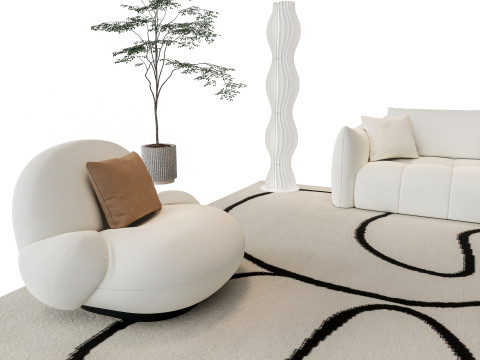 Sofa Coffee table sofa combination 5 3D Model