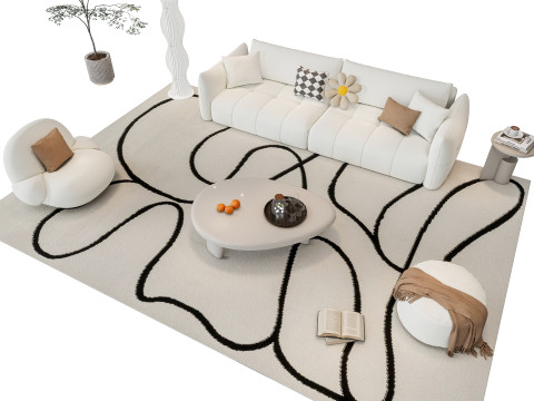 Sofa Coffee table sofa combination 5 3D Model