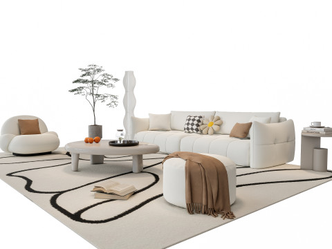 Sofa Coffee table sofa combination 5 3D Model