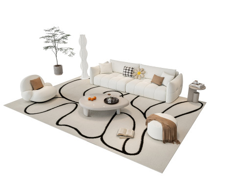 Sofa Coffee table sofa combination 5 3D Model