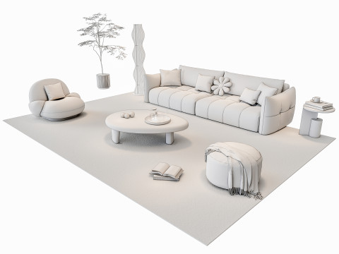 Sofa Coffee table sofa combination 5 3D Model