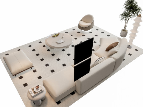 Sofa Coffee table sofa combination 11 3D Model