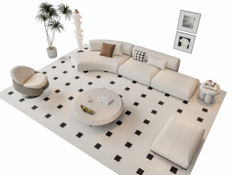 Sofa Coffee table sofa combination 11 3D Model