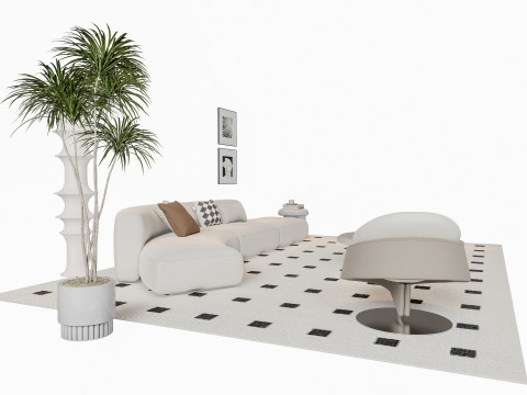 Sofa Coffee table sofa combination 11 3D Model