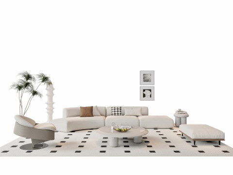 Sofa Coffee table sofa combination 11 3D Model