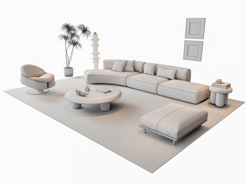 Sofa Coffee table sofa combination 11 3D Model