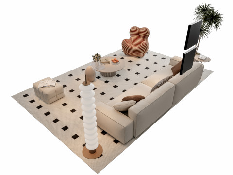 Sofa Coffee table sofa combination 12 3D Model