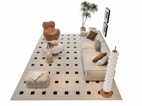 Sofa Coffee table sofa combination 12 3D Model