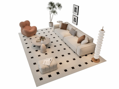 Sofa Coffee table sofa combination 12 3D Model