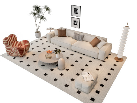 Sofa Coffee table sofa combination 12 3D Model