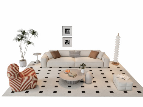 Sofa Coffee table sofa combination 12 3D Model