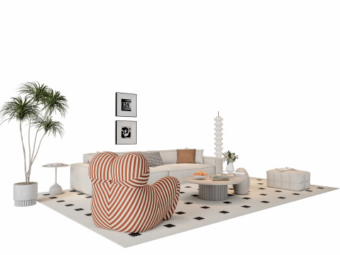 Sofa Coffee table sofa combination 12 3D Model