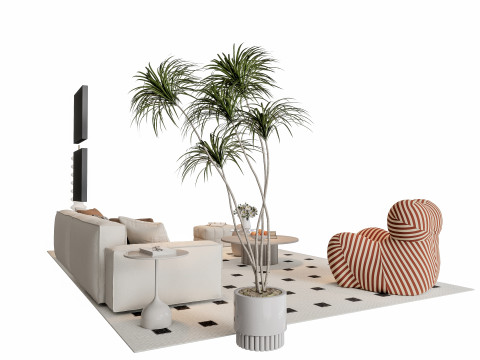 Sofa Coffee table sofa combination 12 3D Model