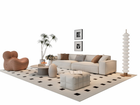 Sofa Coffee table sofa combination 12 3D Model