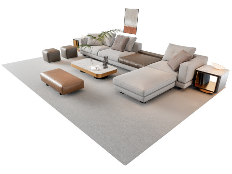 Sofa Coffee table sofa combination 16 3D Model