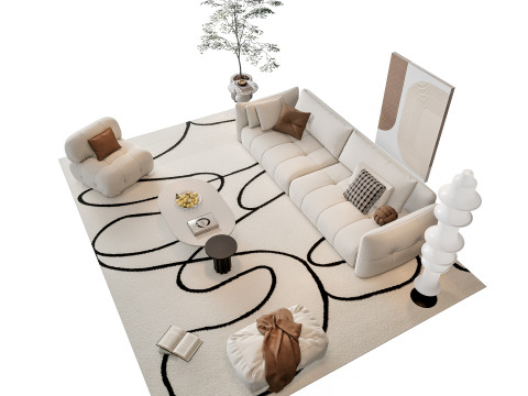 Sofa Coffee table sofa combination 20 3D Model