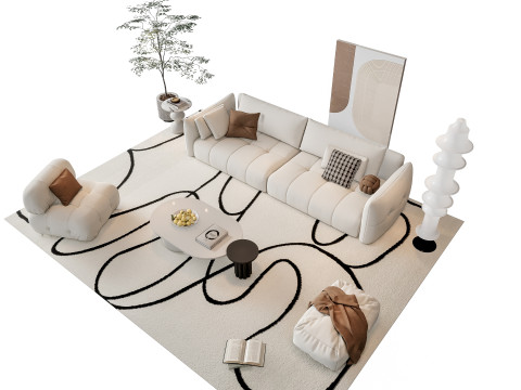 Sofa Coffee table sofa combination 20 3D Model
